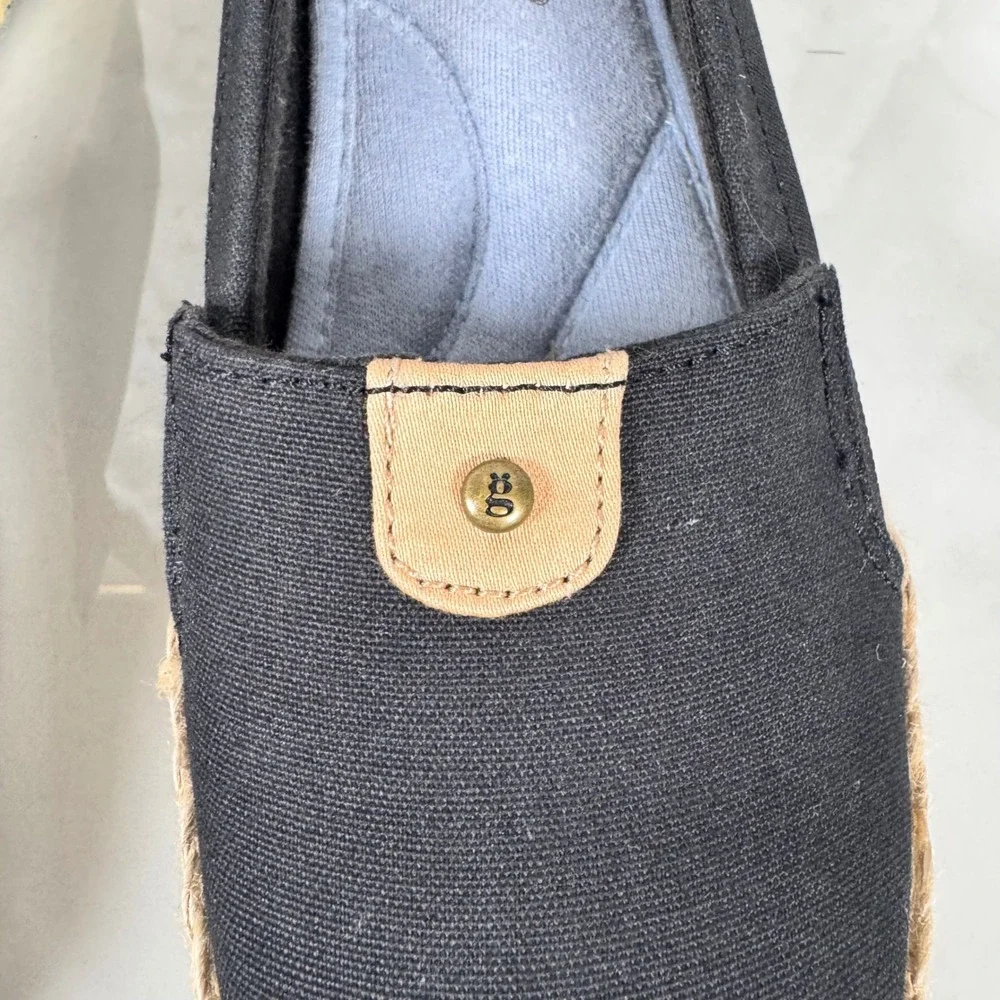 Grasshoppers Canvas Espadrilles Flats Comfort Shoes Black Tan Slip On Neutral 6N